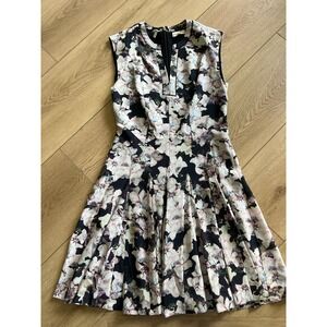 Rebecca Taylor Floral Sleeveless Dress - Black and Cream